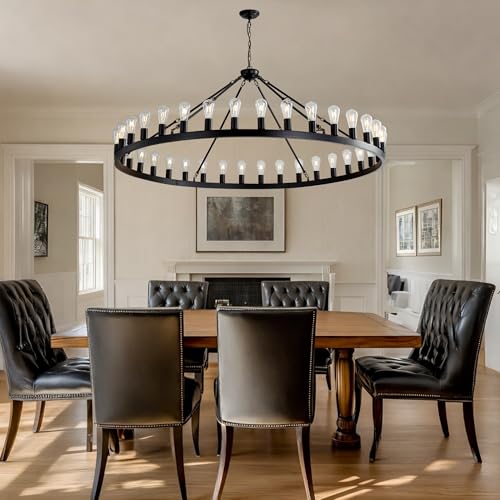 Black Wagon Wheel Chandelier