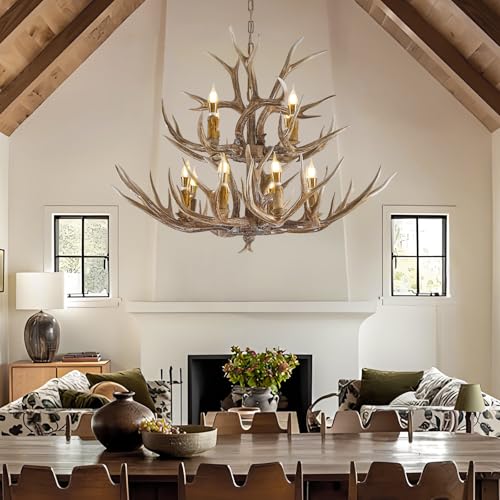 Large 2 Tier Deer Rustic Farmhouse Chandelier