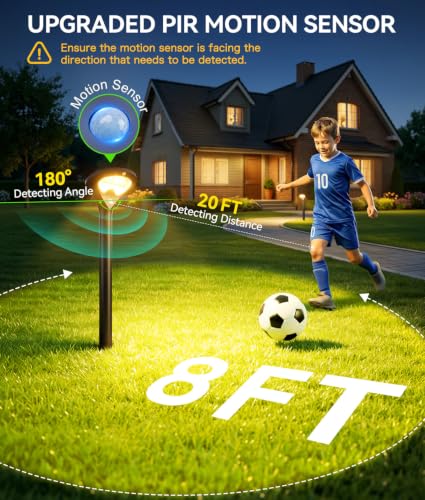 400LM Solar Pathway Lights Outdoor with Motion Sensor (2 Count)