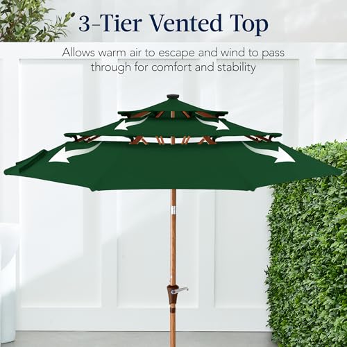 10ft 3 Tier Solar Patio Market Umbrella