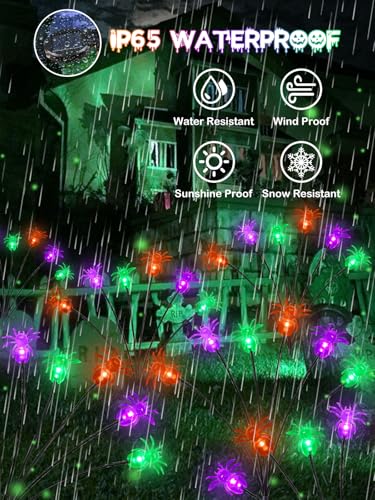 Solar Halloween Decorations Outdoor 6 Pack Spider Solar Garden Lights (6 Count)