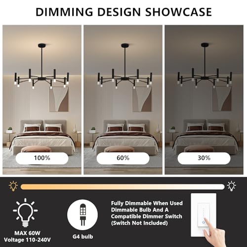 8 Light Black Sputnik Chandelier