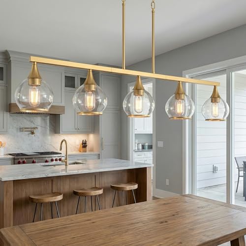 Gold Kitchen Island Linear Pendant Light