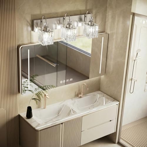 Brushed Nickel Vanity Light for Bathroom Crystal 3