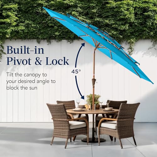 10ft 3 Tier Solar Patio Market Umbrella