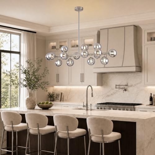 Mid Century Modern Glass Globe Sputnik Chandelier with Smoke Grey Bubble