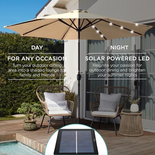 10ft Solar Polyester LED Lighted Patio Umbrella w
