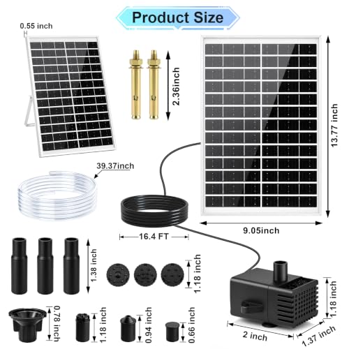 15W Solar Fountain Pump with 6 Spray Modes for Bird Bath Pond Outdoor