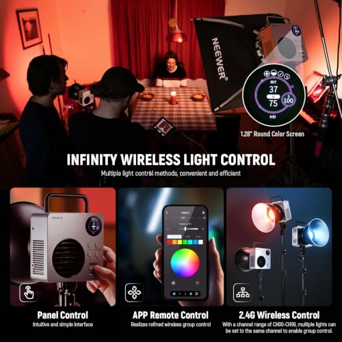 HB80C RGBWW LED Video Light with Built