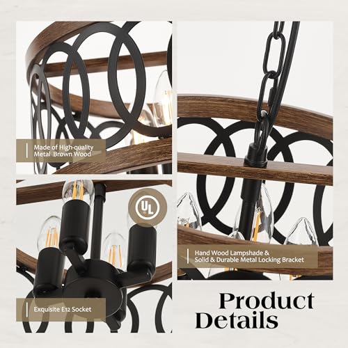 4 Light Farmhouse Drum Pendant Light (4 Count)
