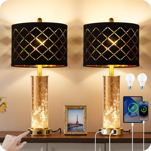 25.6" Black Table Lamps Set of 2 (2 Count)