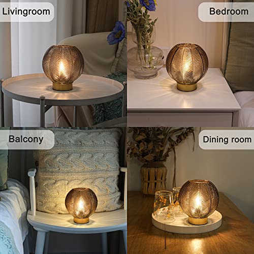 Battery Operated Decorative Glass Table Lamp with Timer Amber