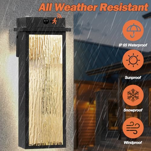 16” Black Motion Sensor Outdoor Lights for House Garage 2 Pack (2 Count)