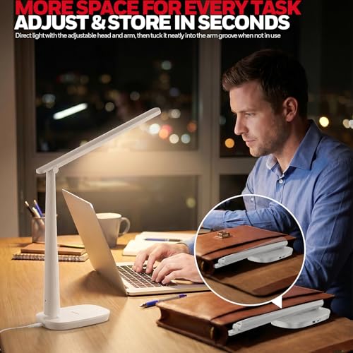 LED Desk Lamp Home Office Dimmable 4 Color Reading Light USB Port