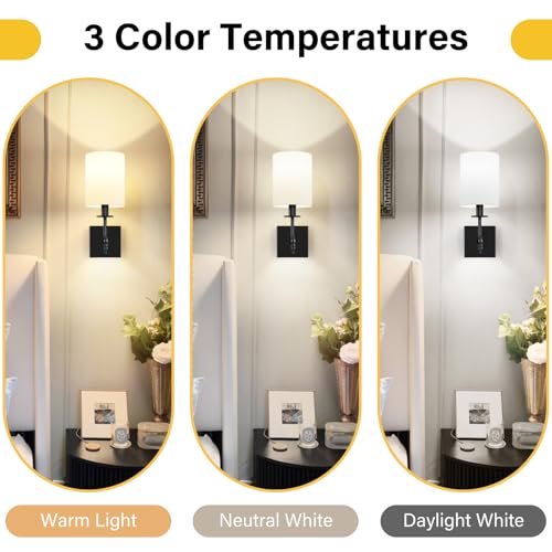 14 Inch Black Battery Operated Wall Sconces Set of 2 (2 Count)