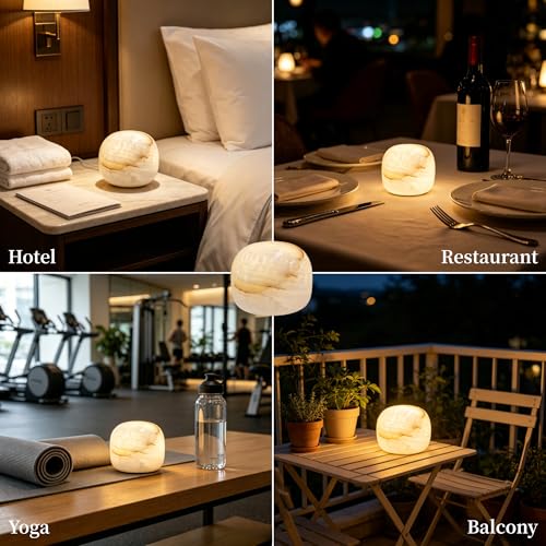 Natural Marble Lamp Cordless Touch Control Night Light 3
