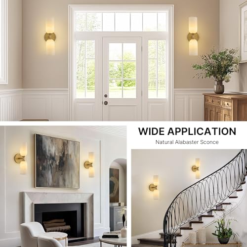 14" Natural Alabaster Sconce
