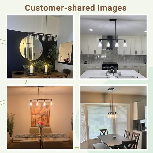 DSMJFU 4 Light Kitchen Island Lighting Black Bar Island Lights for Kitchen