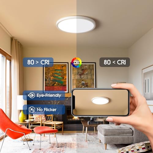 6 Pack 12 Inch Hardwired Dimmable LED Flush Mount Ceiling Light Fixtures (6 Count)