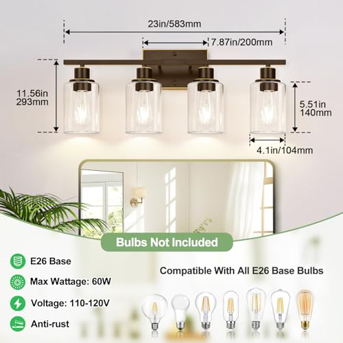 4 Light Bathroom Light Fixtures (4 Count)
