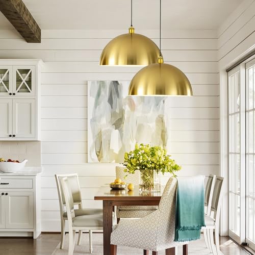 Large Brushed Gold Pendant Light