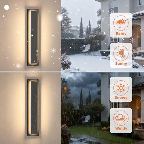 23.6'' Dusk to Dawn Outdoor Sconce Lights Black Exterior Lighting Fixtures