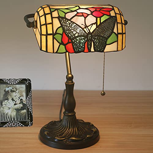 Tiffany Style Bankers Table Lamp Stained Glass Piano Desk Lamp Vintage Bedroom Bedside Lamp for Study