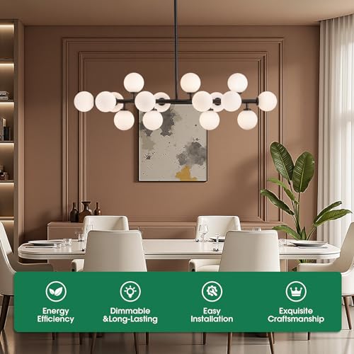 Black Mid Century Modern Sputnik Chandeliers for Dining Room Light Fixture