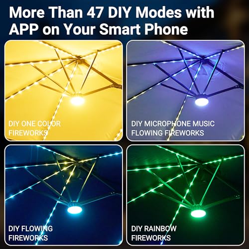 15 Ft Umbrella Outdoor Patio With Solar Lights Base