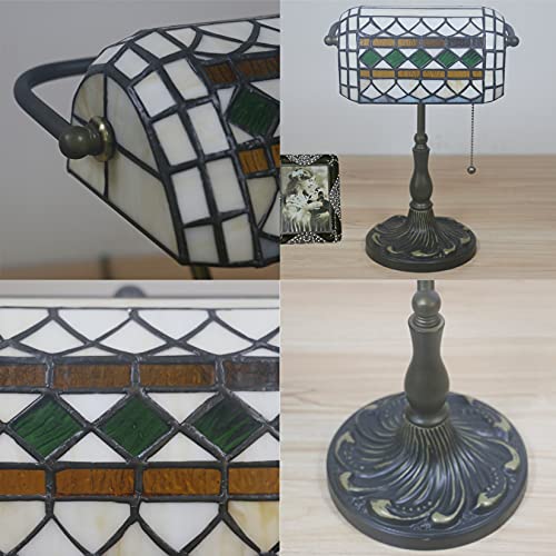 Tiffany Style Bankers Table Lamp Stained Glass Piano Desk Lamp Vintage Bedroom Bedside Lamp for Study