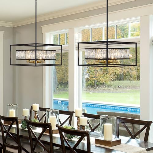 Modern Black Crystal Chandelier for Foyer Entryway