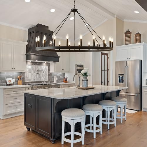 53 Inch Black Extra Large Wagon Wheel Chandelier