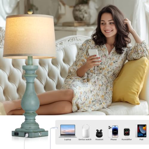 29" Tall Farmhouse Table Lamp for Living Room (Blue-1PK)