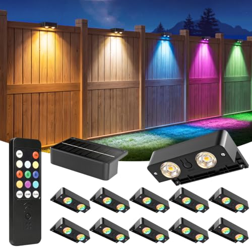 Solar Fence Lights Outdoor with Remote (12 Count)
