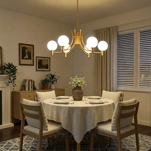 6 Light Gold Modern Sputnik Chandelier