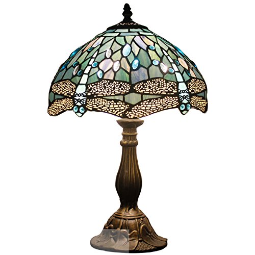 Tiffany Lamp Sea Blue Stained Glass Table Lamp 18 Inch Dragonfly
