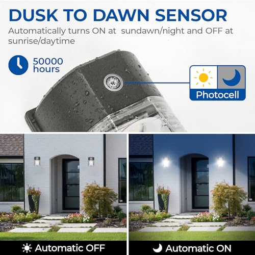 26W LED Wall Pack Light with Dusk to Dawn Sensor 5000k Bronze 1Pack