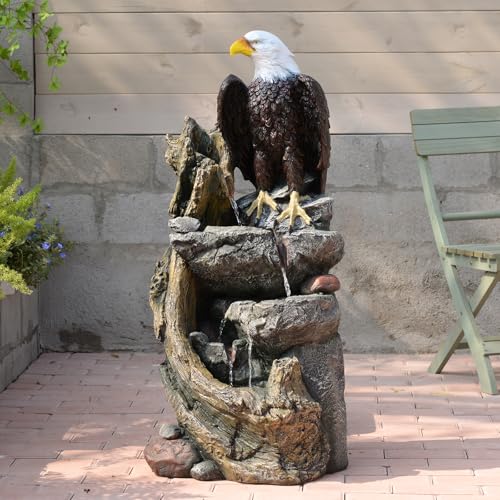 40.5" Tall Eagel Water Fountain Outdoor Waterfall Garden Fountains