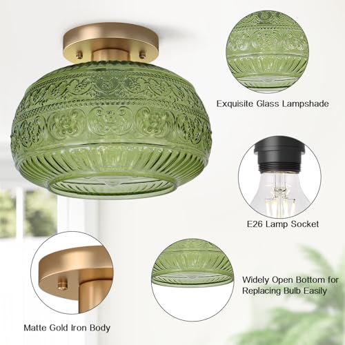 11"Vintage Glod Semi Flush Mount Ceiling light