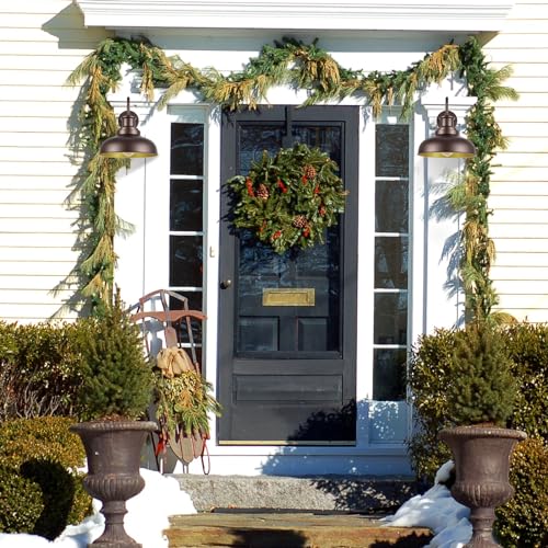 Dusk to Dawn Outdoor Barn Lights Outdoor Wall Sconces Farmhouse Exterior Wall Mount Light Vintage Outside Lighting Fixture Industrial Bronze Lantern for Porch Garage Shed Patio