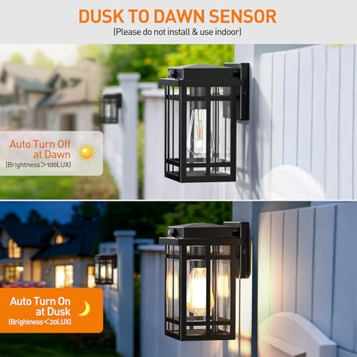 2 Packs Dusk to Dawn Outdoor Wall Lighting 9.76'' (2 Count)