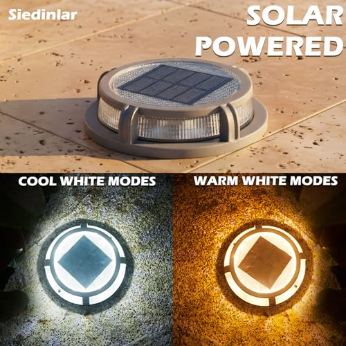 Solar Deck Lights Outdoor 2 Modes 16 LEDs 1 Pack White