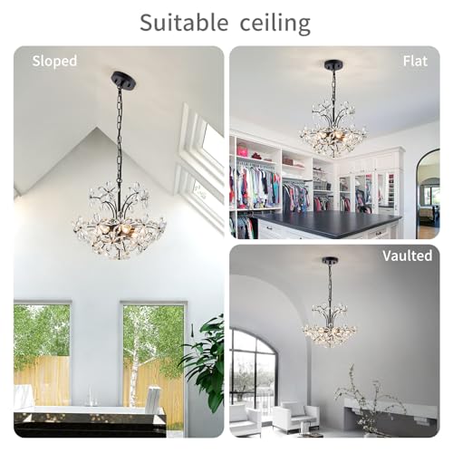 Crystal Chandelier Pendant Flushmount Ceiling Light Modern Lighting Fixture for Bedroom Hallway Bar Kitchen Bathroom