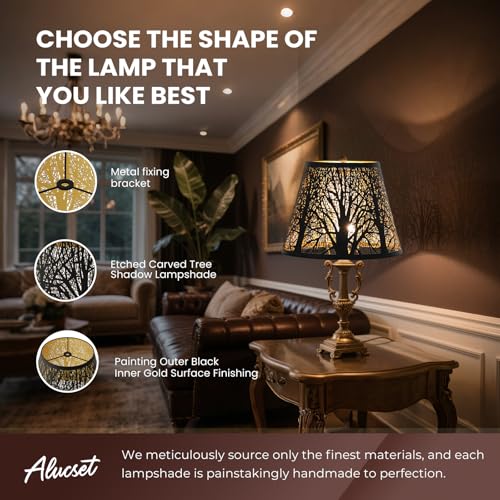 Etched Small Forest Metal Lampshade set of 2