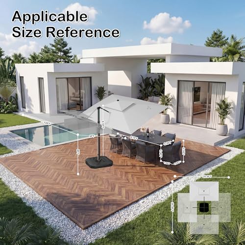 9x12 FT Patio Cantilever Outdoor Umbrella with Base and LED Lights