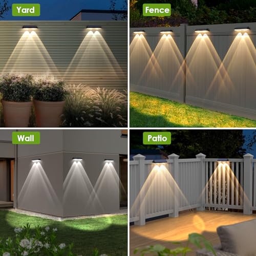 Solar Fence Lights Outdoor (12 Count)