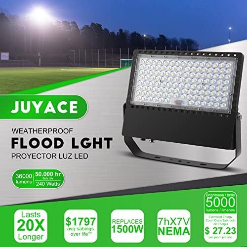 3 Pack 36000Lm 240W Led Stadium Outdoor Flood Light Area Lighting (3 Count)