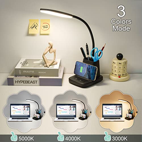LED Desk Lamp with 10W Wireless Charging & Pen Holder
