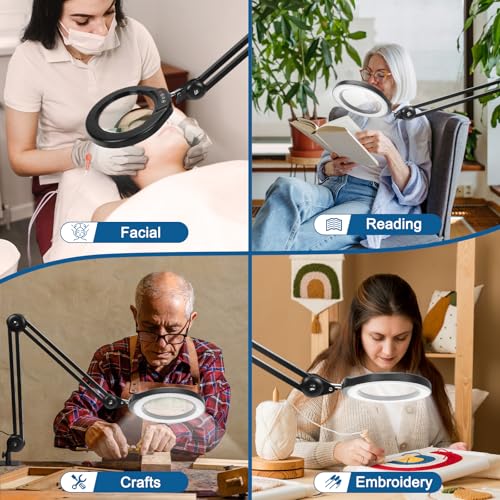 15X Magnifying Glass with Light and Stand