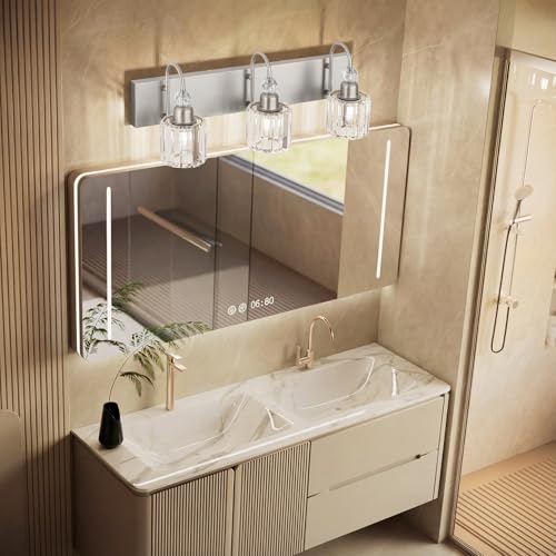 Brushed Nickel Vanity Light for Bathroom Crystal 3